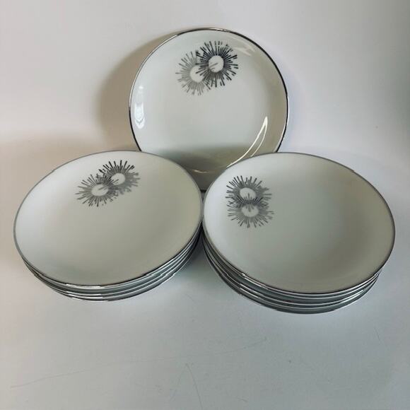 Kutani Burst China (11) Bread Plates White/Silver/Gray Japan Hand Painted VTG - Picture 11 of 12